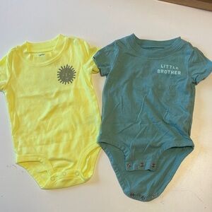Carter's Yellow Sun and Green Little Brother Bodysuits